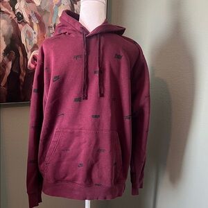 Nike Men's Burgundy All-Over Logo Hoodie